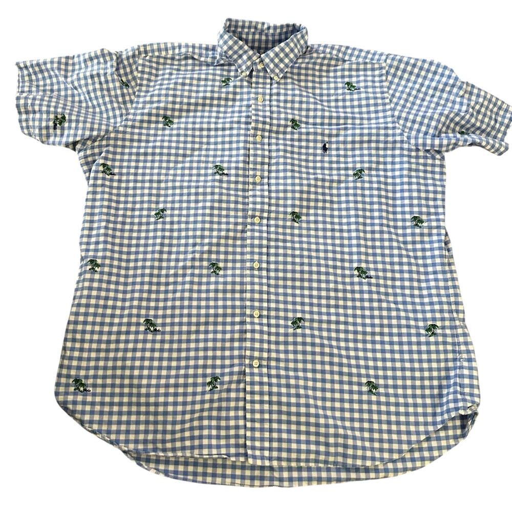POLO RALPH LAUREN Men's Palm Tree-Embroidered Oxford Shirt Size 2XLT
